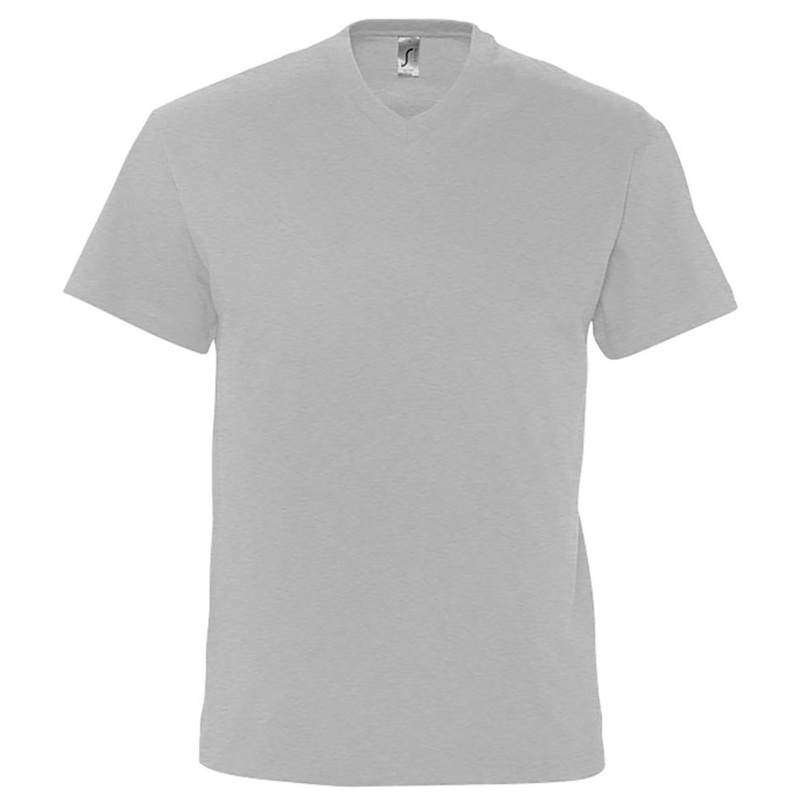 logodrauf.at T-shirt V-Ausschnitt Basic Herren grau Vorderansicht mit Logodruck ab 1 Stueck ebets GmbH