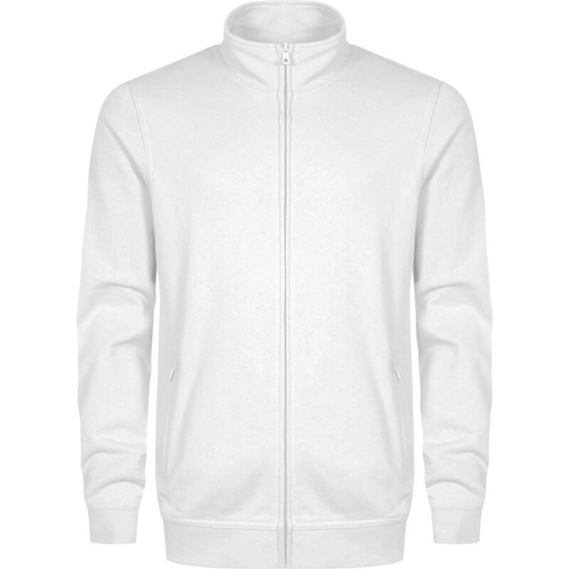 logodrauf.at Sweatjacke Sweater Premium Herren weiss mit Logodruck ab 1 Stueck ebets GmbH